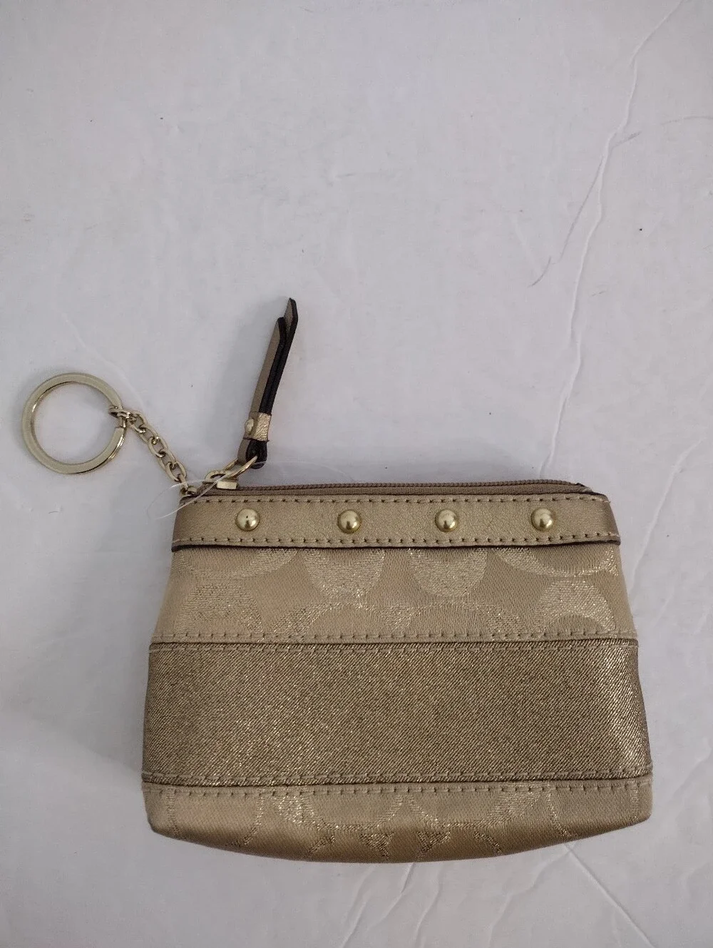 Vintage Y2K Coach Metallic Gold Wallet Lot Of 2 Key Ring Wallet Set Mcbling - Picture 5 of 7